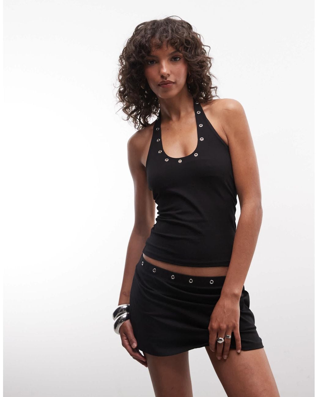Collusion Black Eyelet Halter
