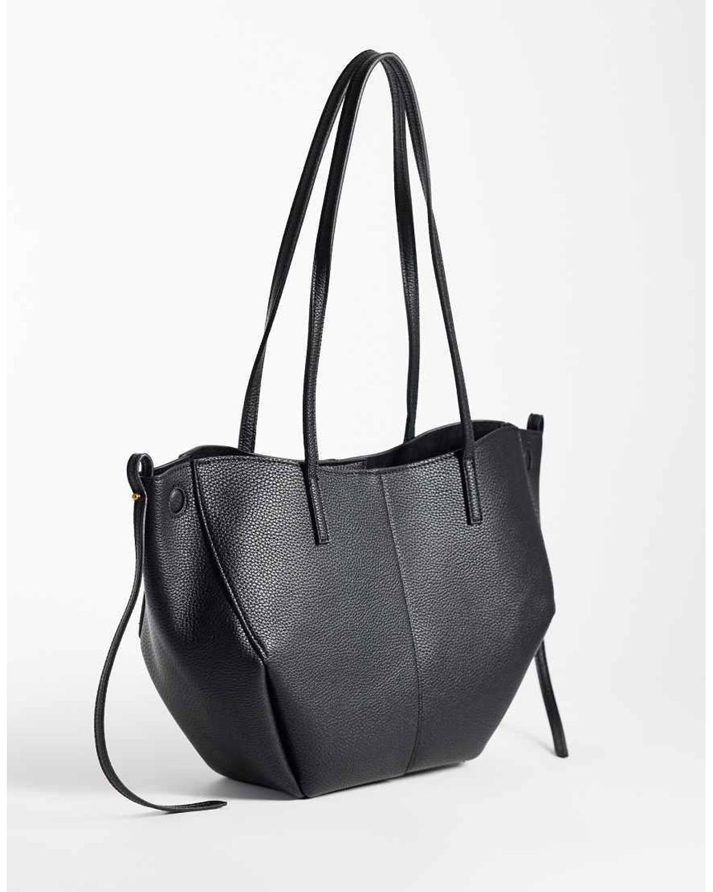 Gina Tricot Black Long Strap Tote Bag With Buckle Detail