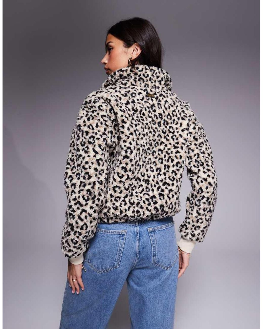 Barbour Gray Harley Leopard Fleece Jacket
