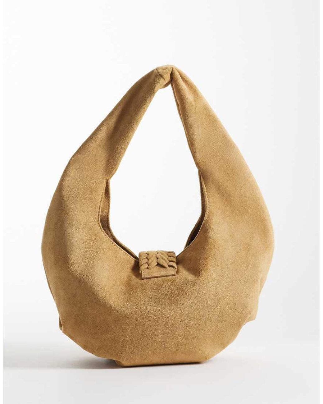 ASOS Metallic Woven Handle Faux Suede Shoulder Bag