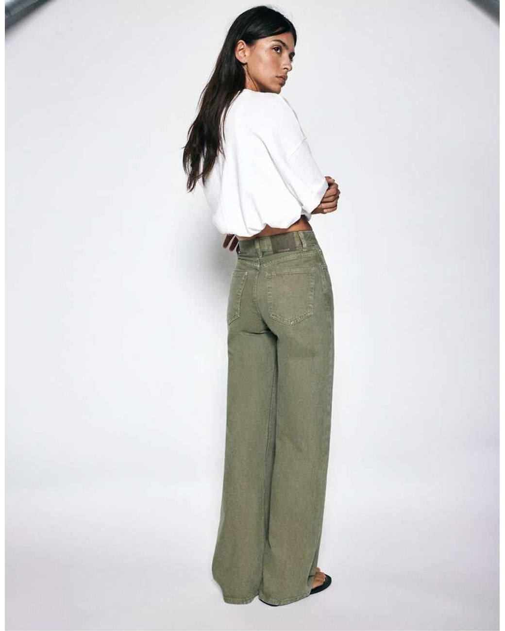 Pull&Bear Green Tall Straight Wide-leg Jeans