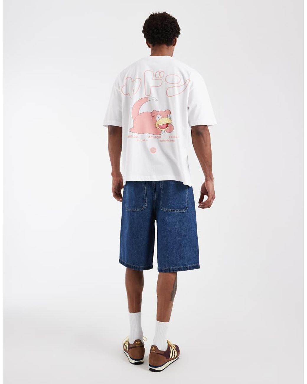 ASOS White Oversized Tee With Slowpoke Pokemon for men