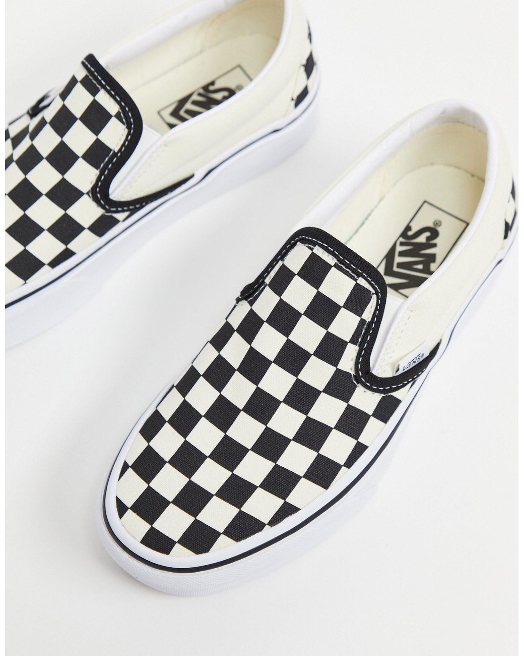 vans slip on platform checkerboard trainers in white