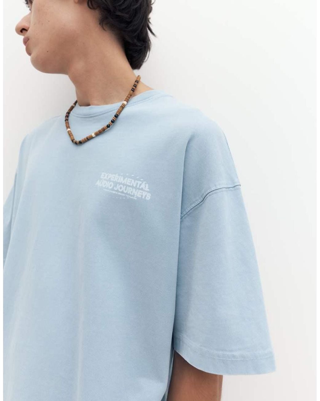Pull&Bear Blue Stwd Boxy T-shirt for men
