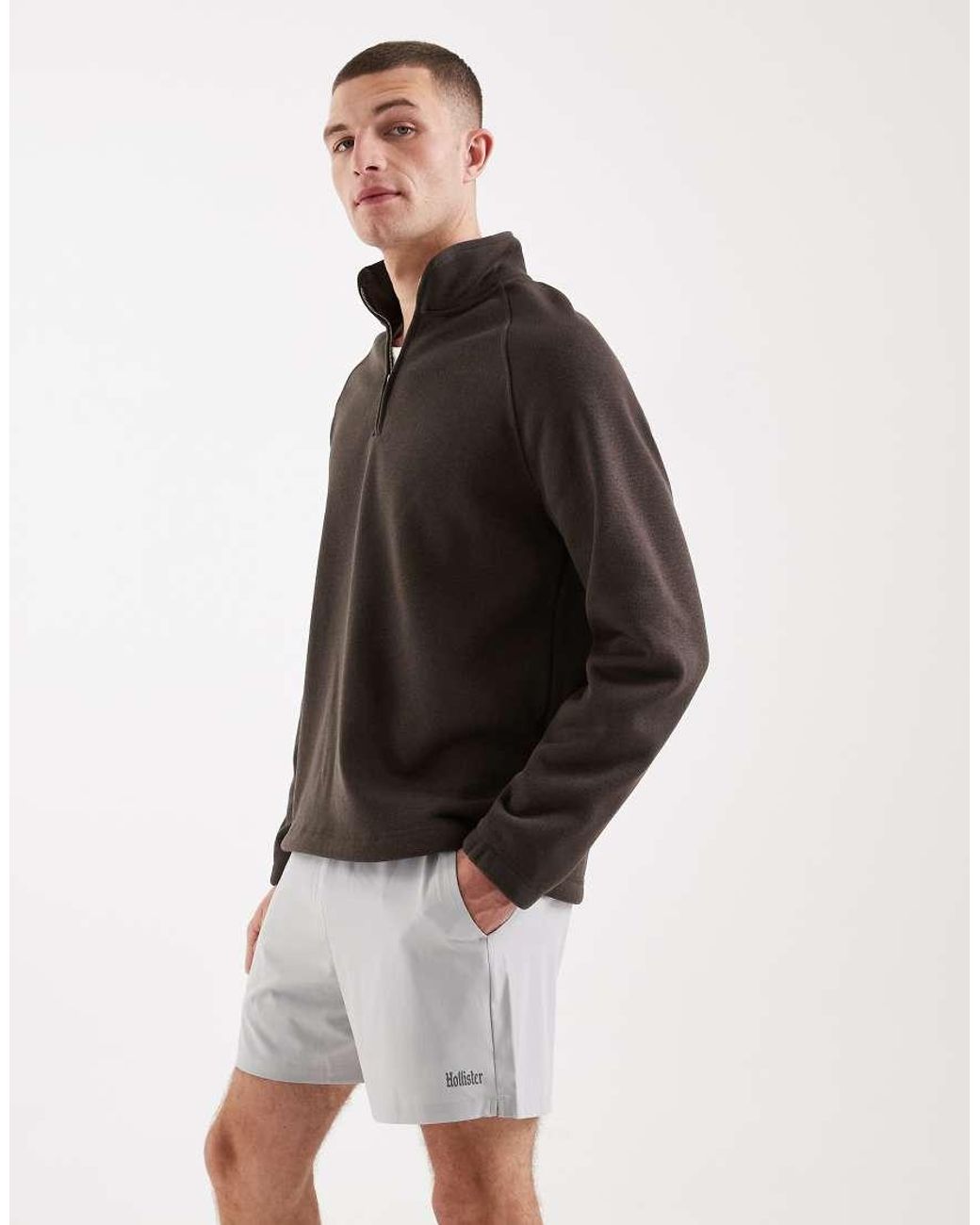 Hollister Brown Mid-thigh Flex Logo Shorts for men