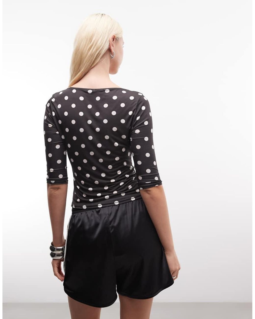 Reclaimed Vintage Black 3/4 Sleeve Wrap Front Top