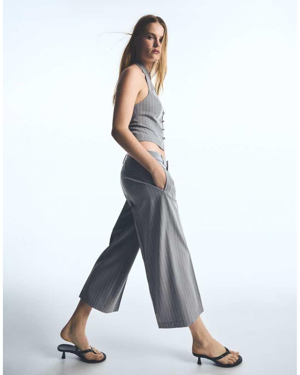 Bershka Blue Straight-leg Capris