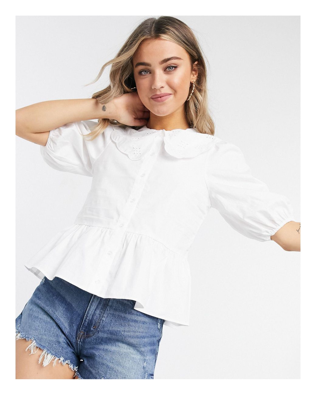 peplum top with collar