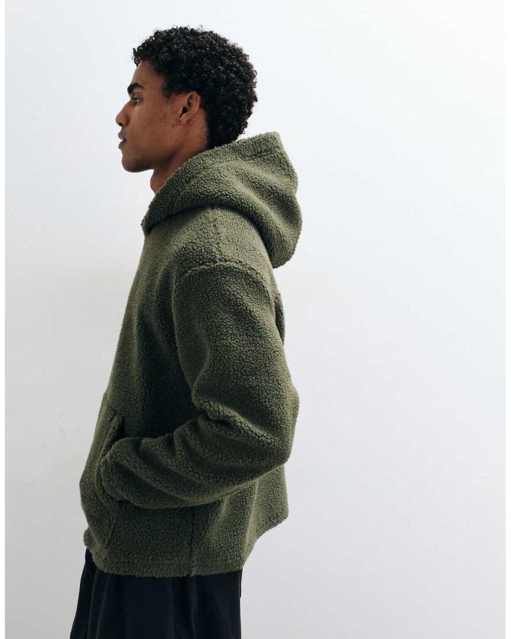 ASOS Blue Relaxed Borg Hoodie for men