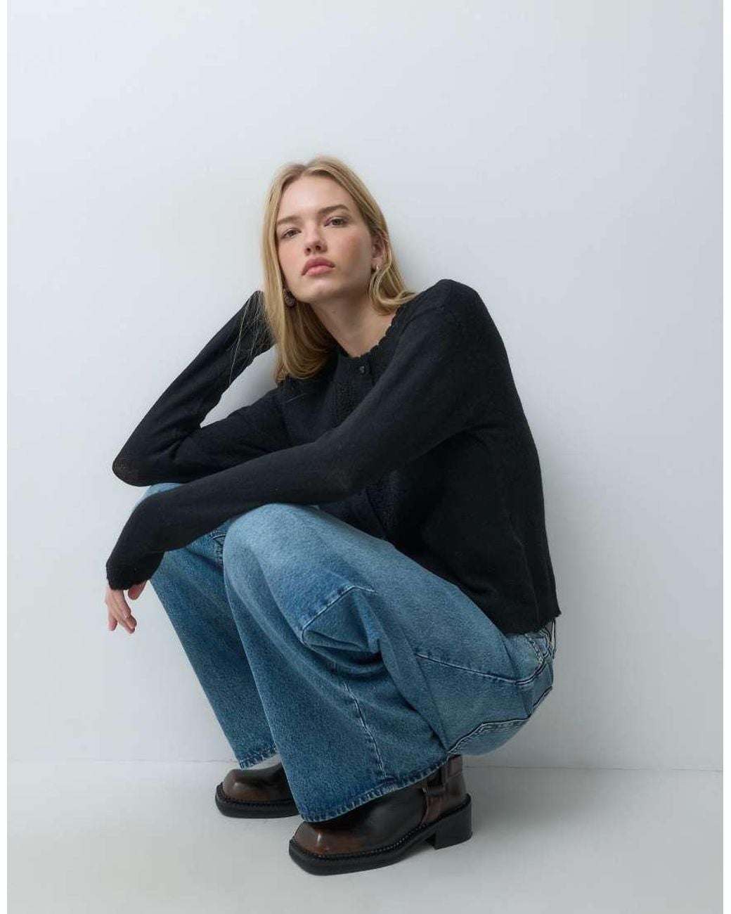JJ Rebel Blue Cabel Knit Cardigan
