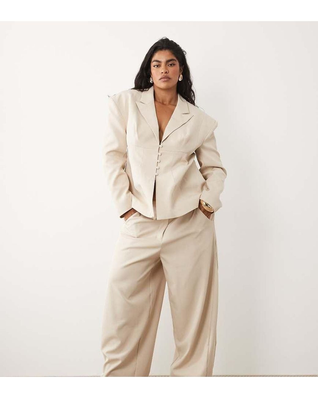 ASOS Natural Curve Co-ord Tailored Trousers