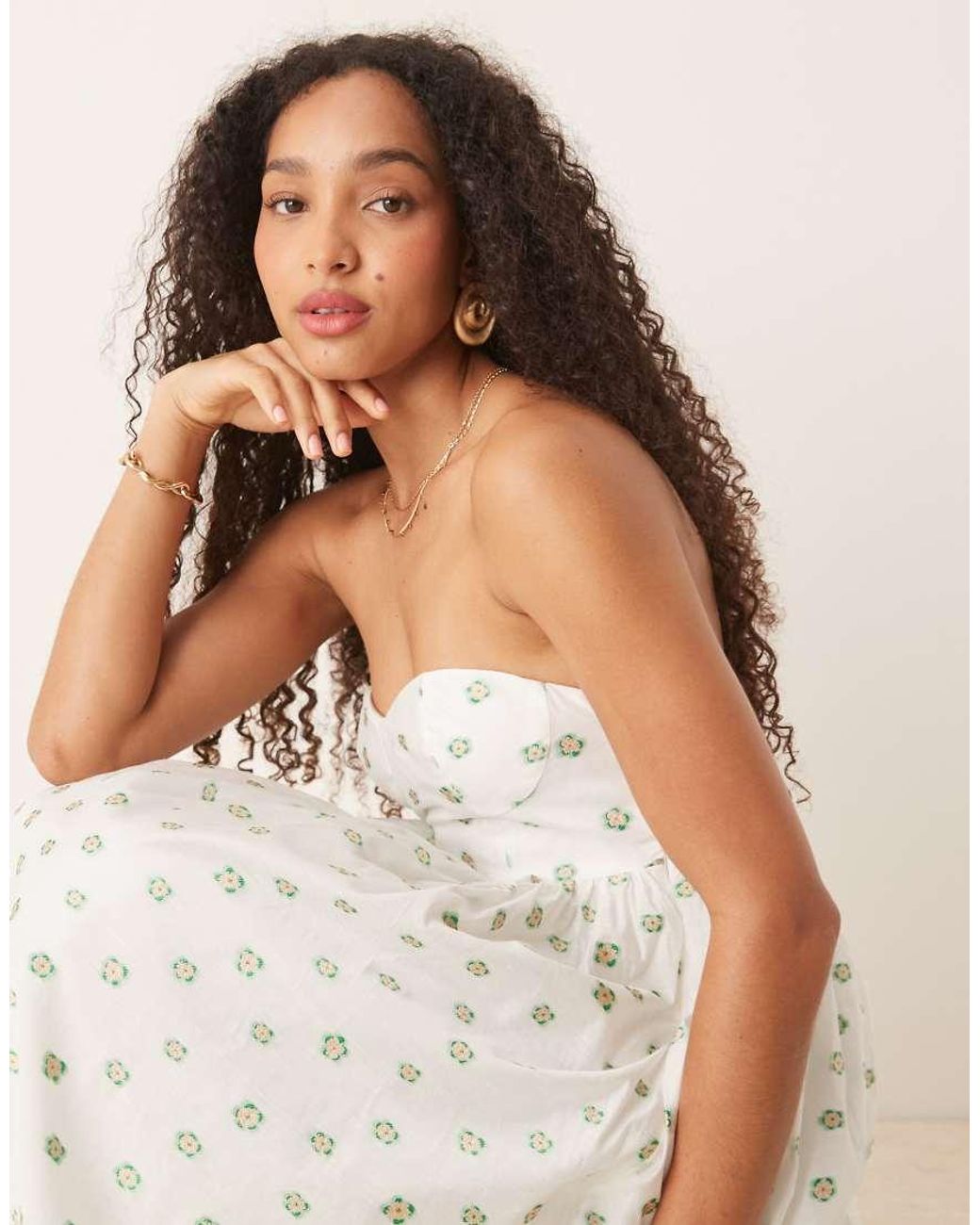 True Decadence Natural Strapless Midi Dress