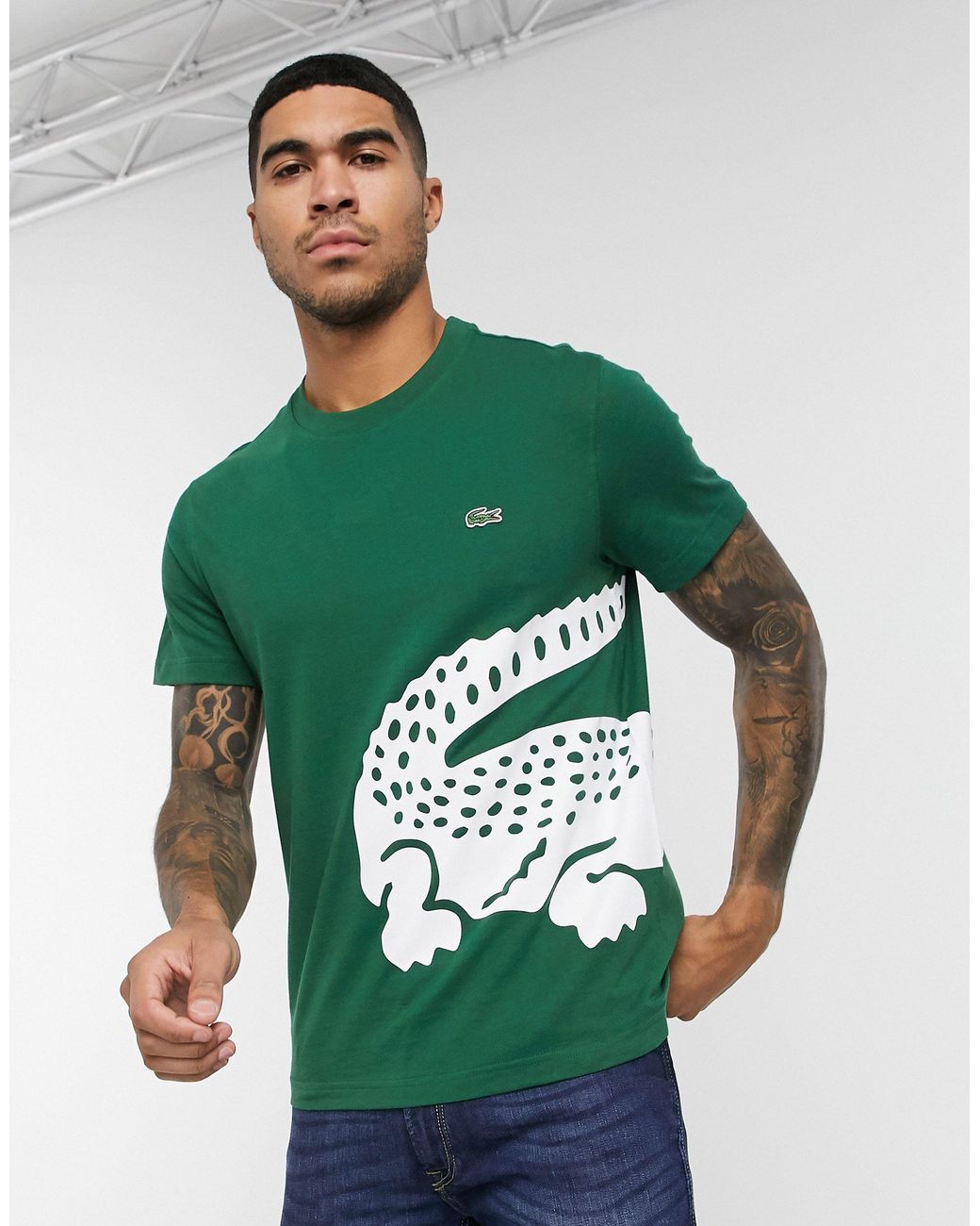 Herren für Lacoste mit – T-Shirt Krokodilprint | Grün Lyst DE großem in