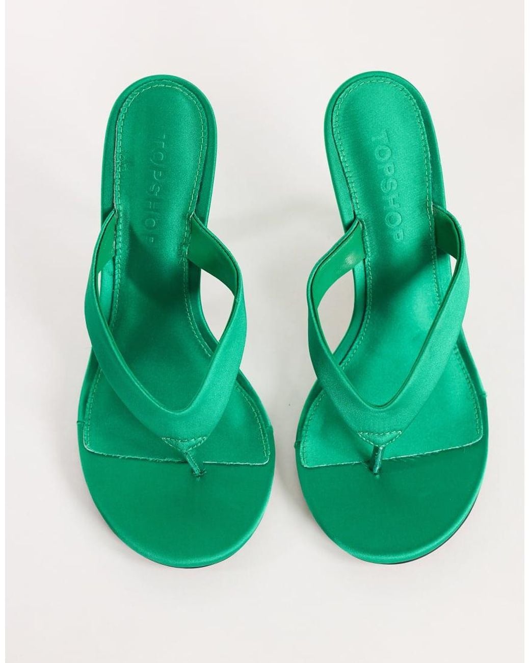 TOPSHOP Green Nina Toe Thong Heeled Sandal