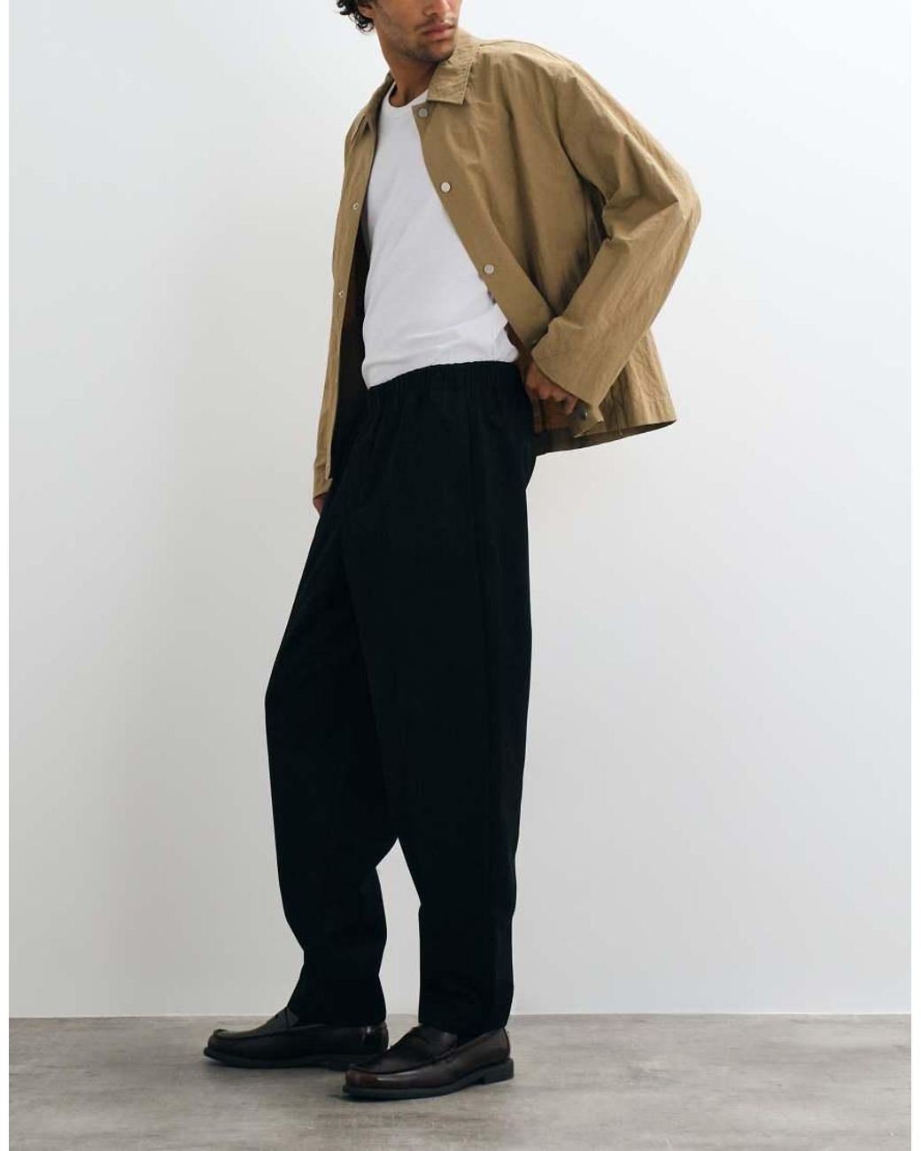 ASOS Blue Tailored Elasticated Oversized Tapered Trousers for men