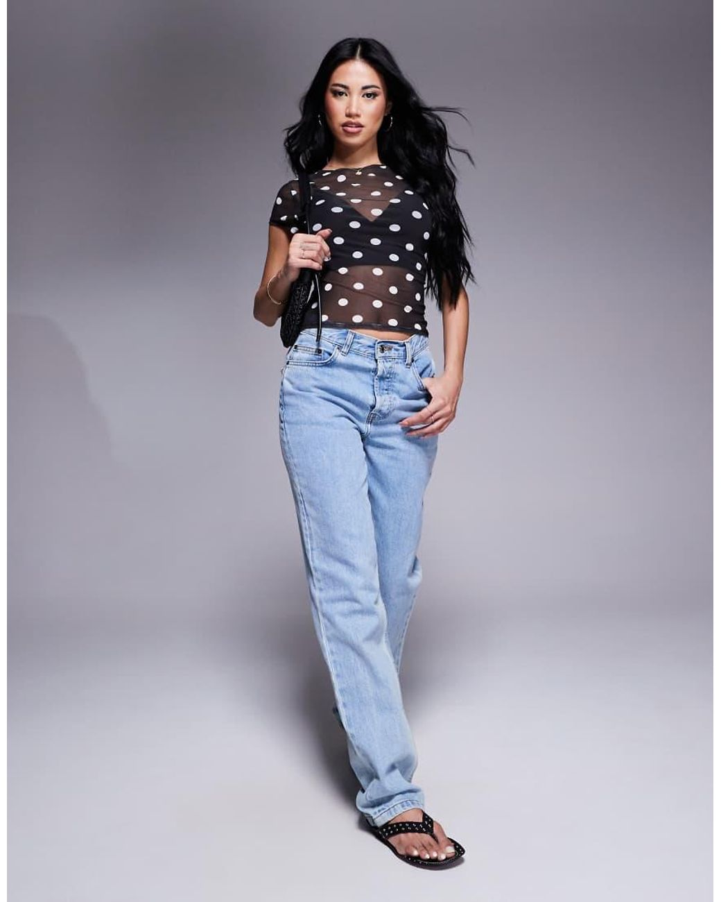 ASOS Multicolor Mesh Polka Dot Print Baby Tee