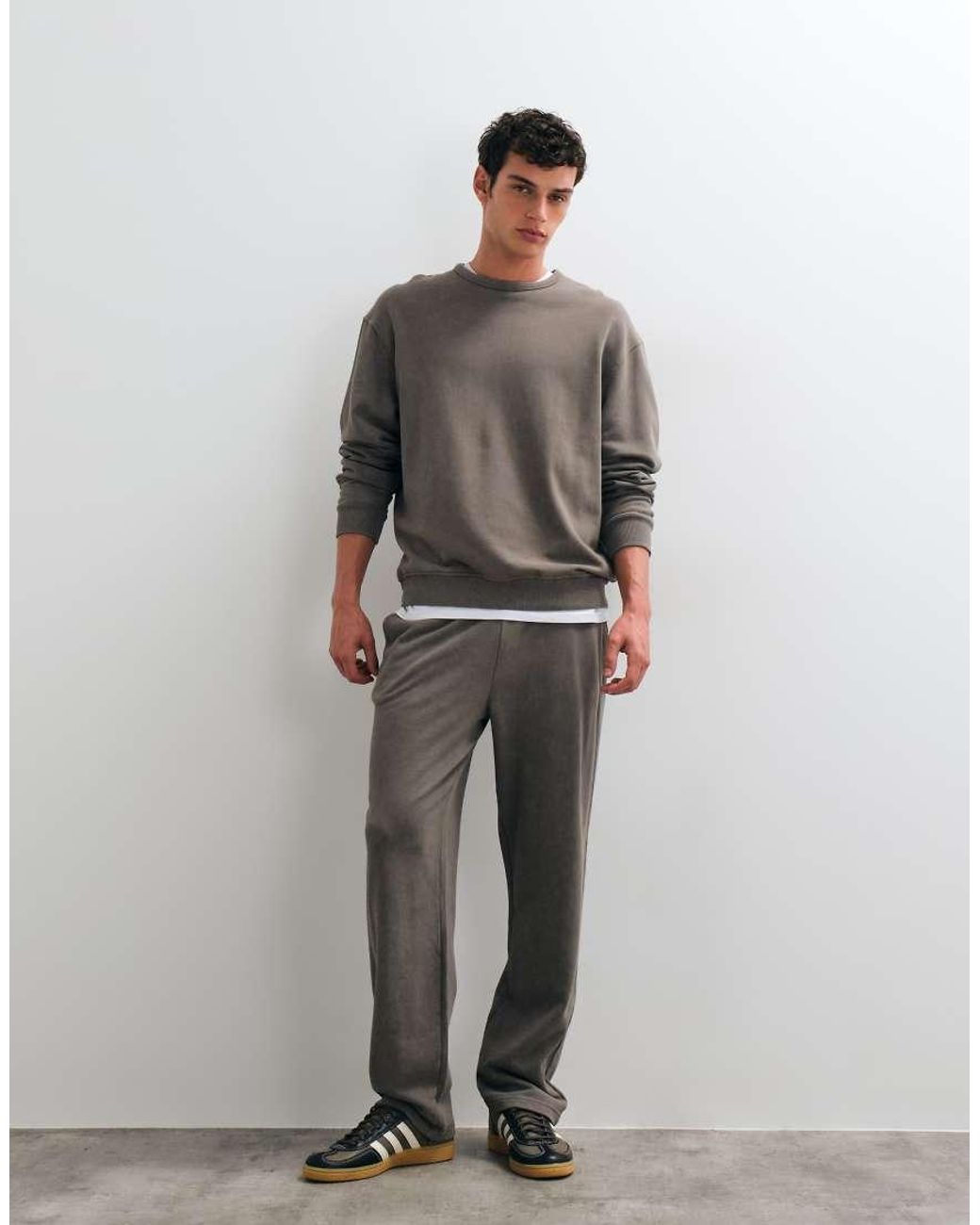 ASOS Gray Relaxed Crew Neck Sweater Co-ord With Acid Wash for men
