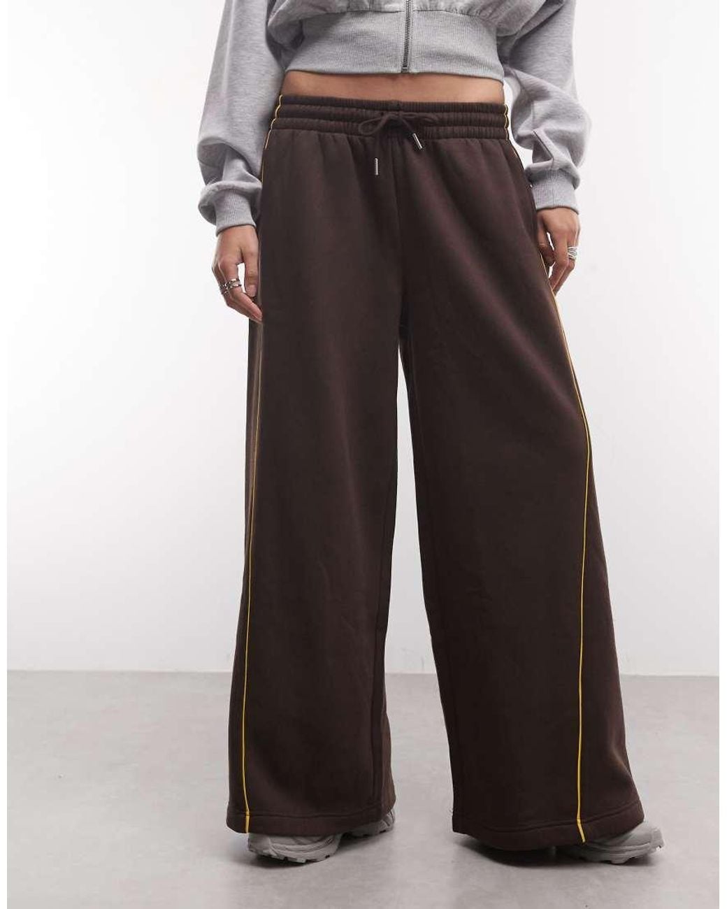 ASOS White Panelled Extreme Wide Leg jogger With Piping Details