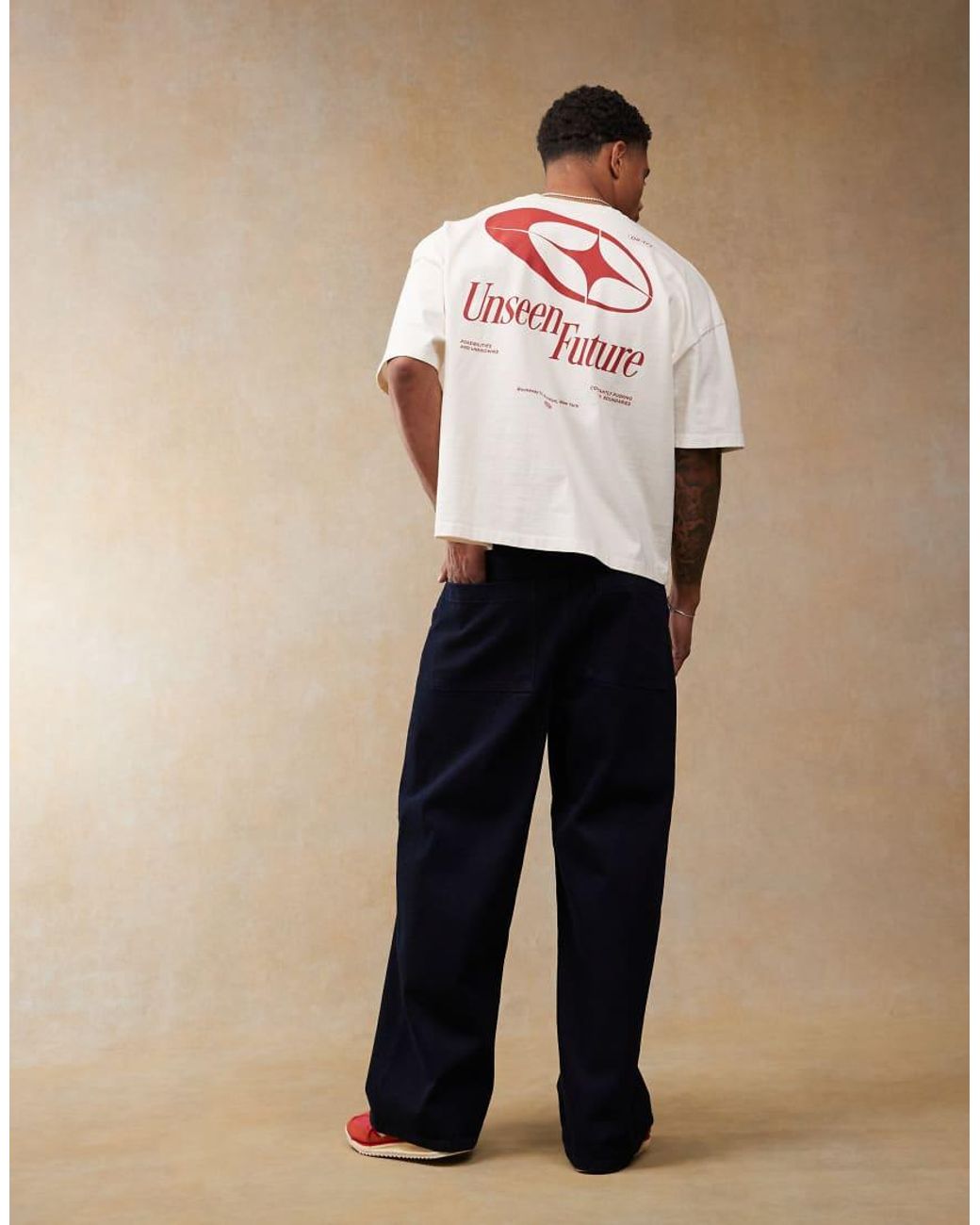 ASOS Recht Oversized T-Shirt Van Zware Stof Met Verlaagde Schouders En Print Op De Achterkant in het Pink voor heren