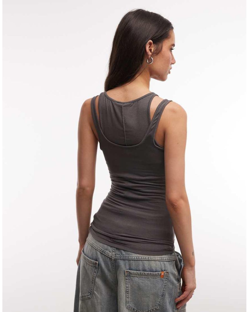Weekday Black Layered Effect Tank Top