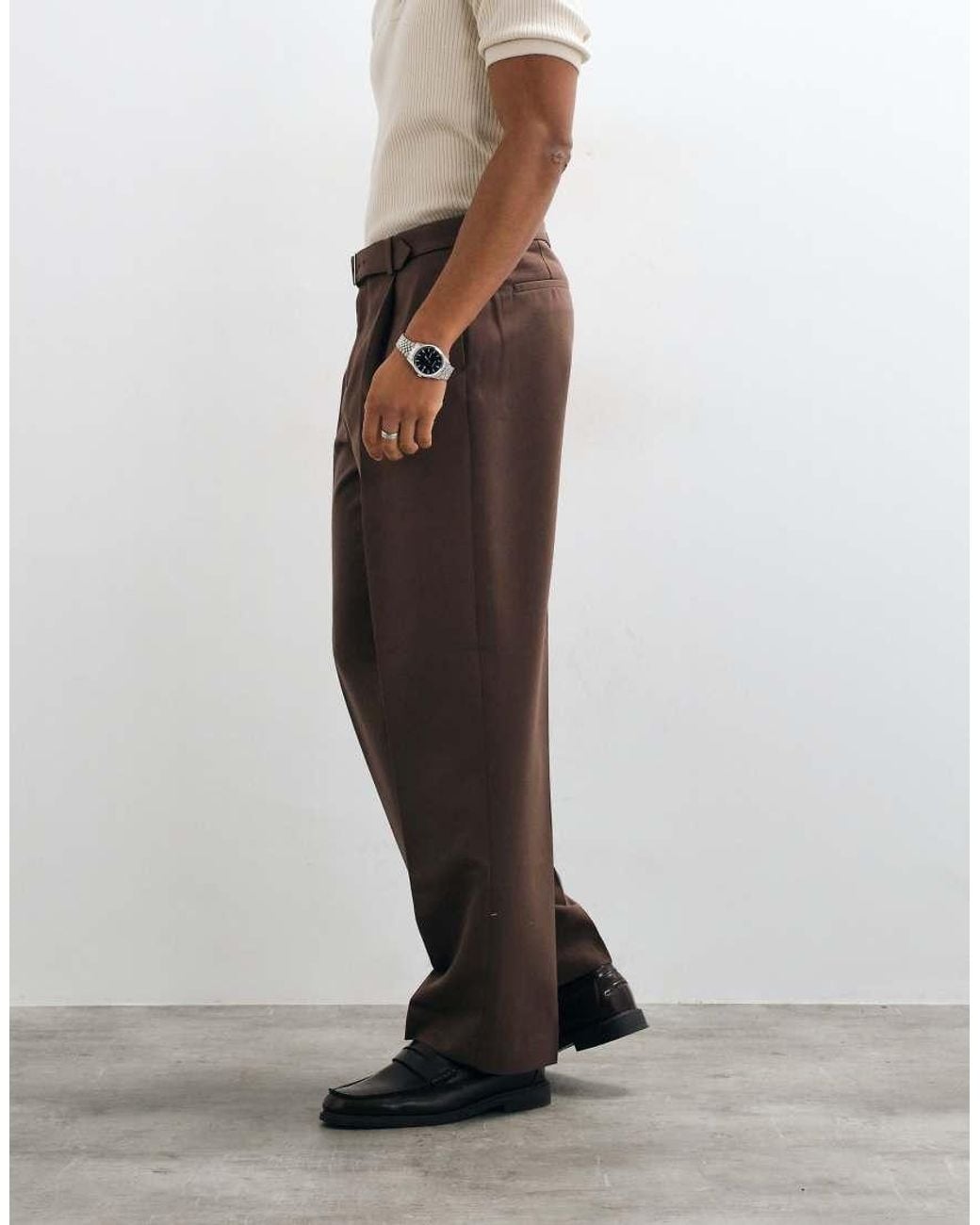 ASOS White Tailored Belted Wide Leg Pants for men