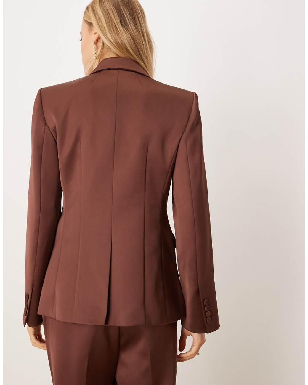 Mango Brown Gilda Satin Tailored Blazer
