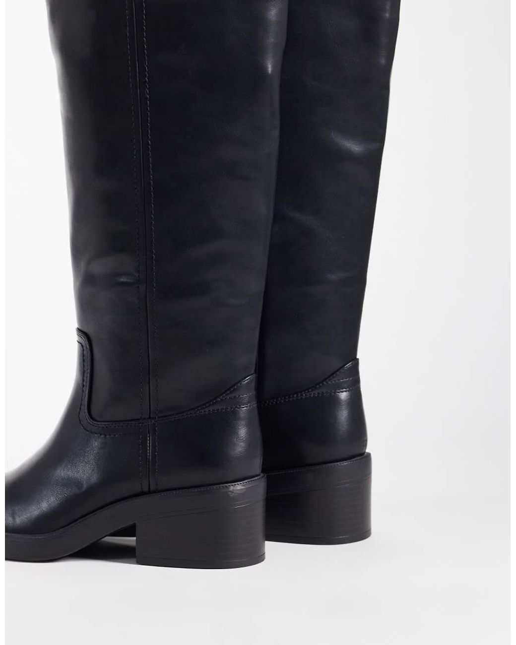 New Look Blue Faux Leather Chunky Knee High Boot