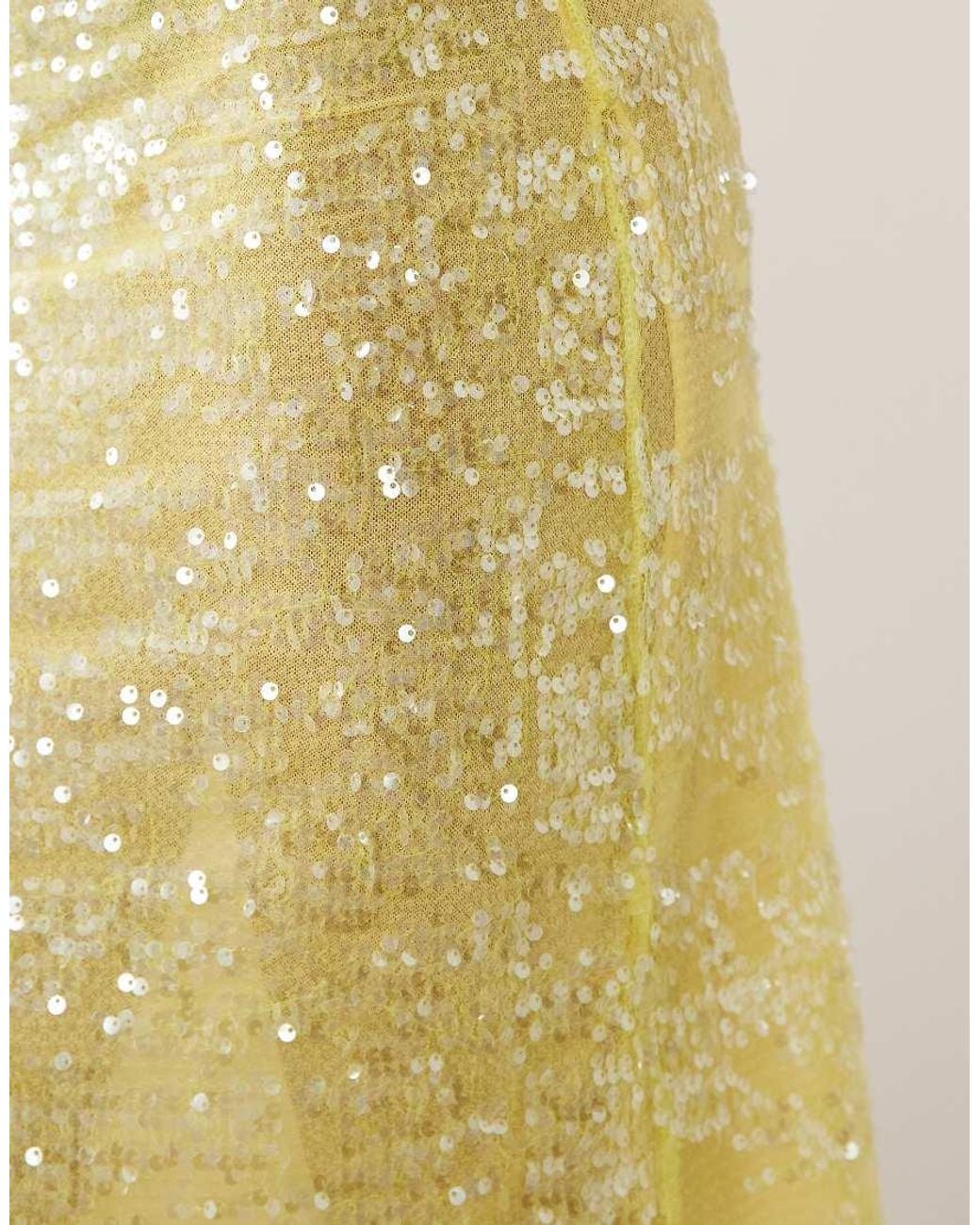ASOS Natural Sequin Midi Skirt
