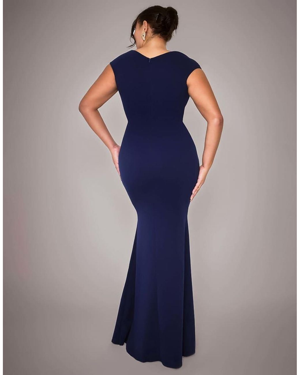 Goddiva Blue Plus Bardot Pleated Maxi Dress