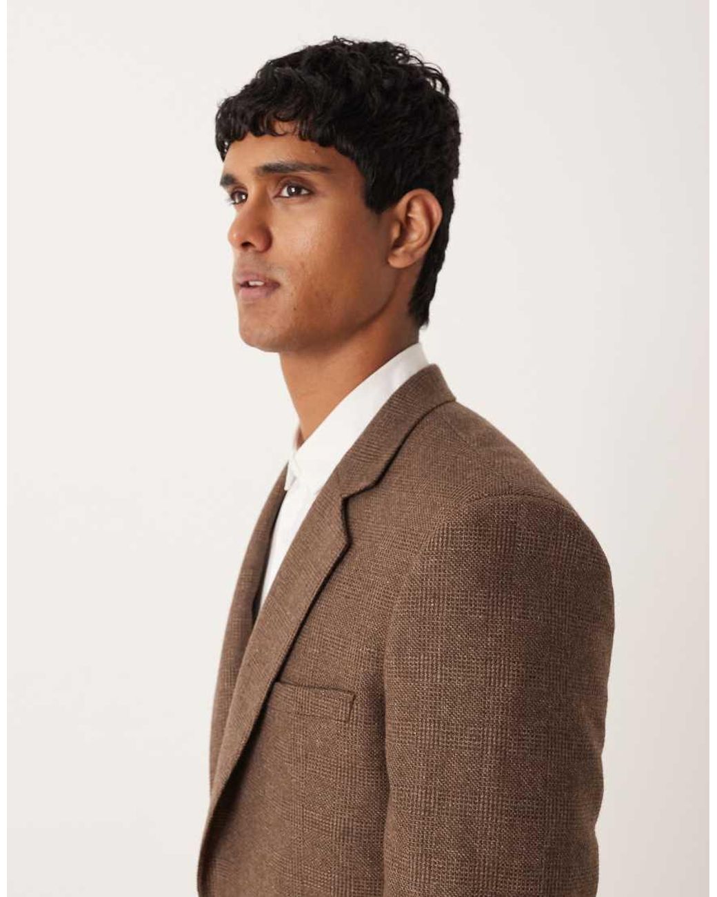 ASOS Brown Wool Mix Slim Suit Jacket for men