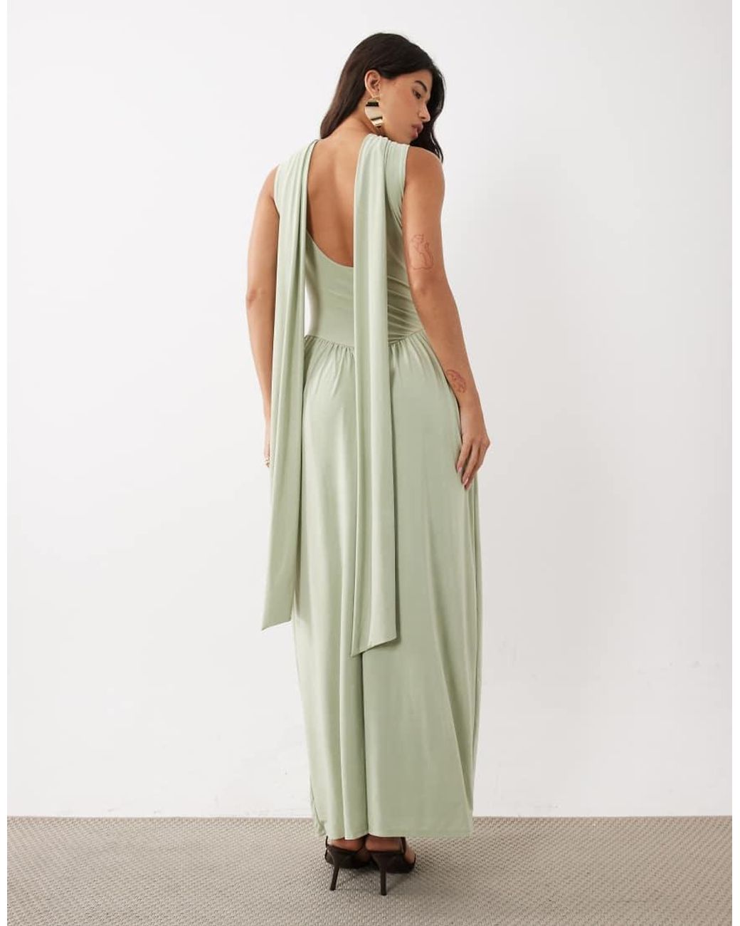 ASOS White Slinky Maxi Dress With Scarf Detail