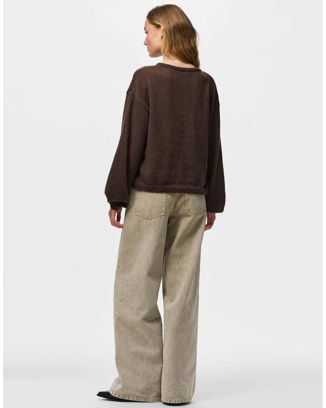 Pieces Brown Knitted Cardigan