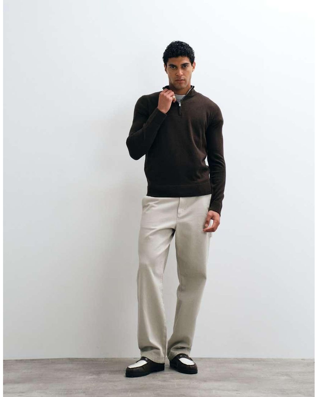 Brave Soul Black 1/4 Zip Knit Sweater for men