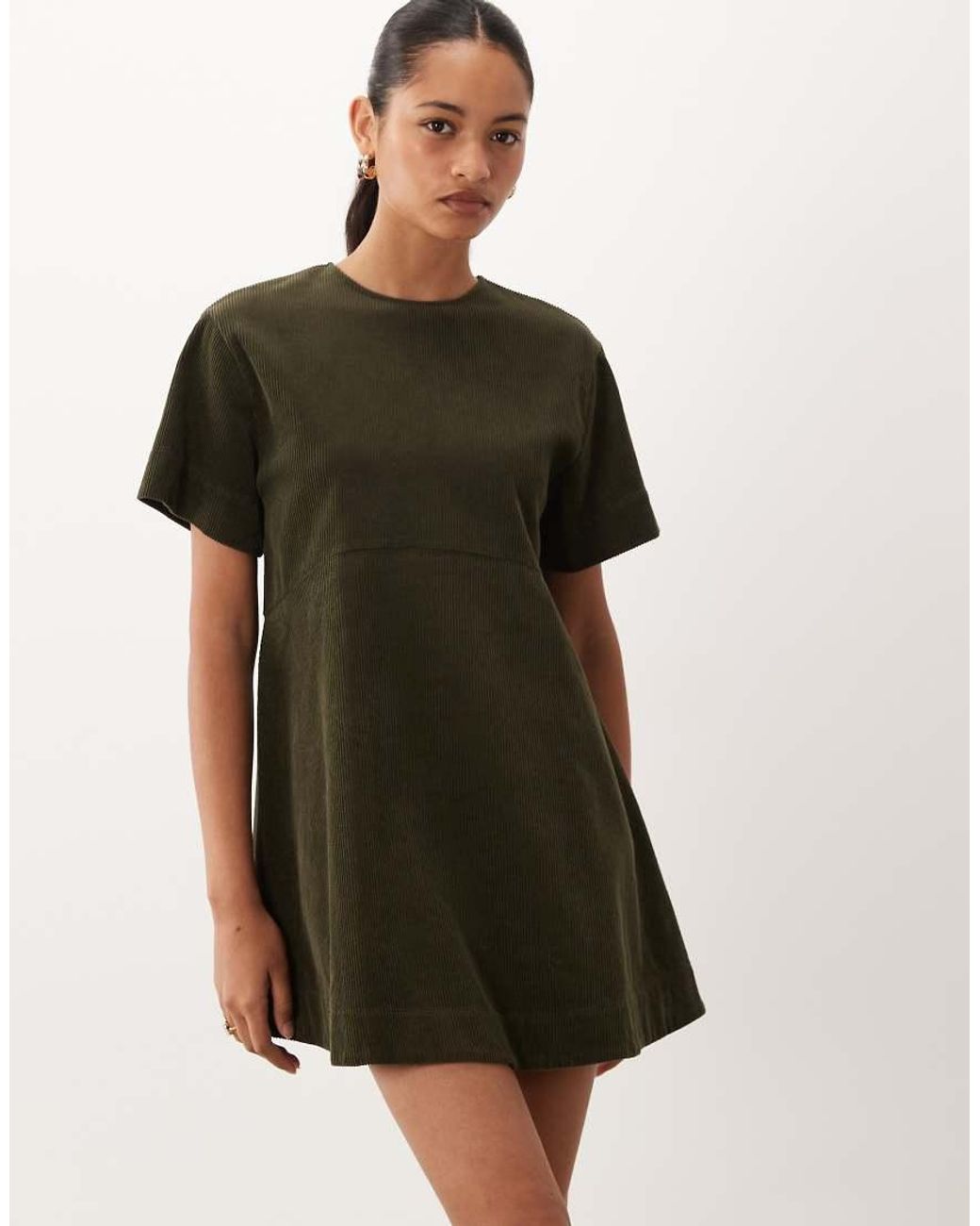 ASOS Natural Mini Cord T-shirt Dress