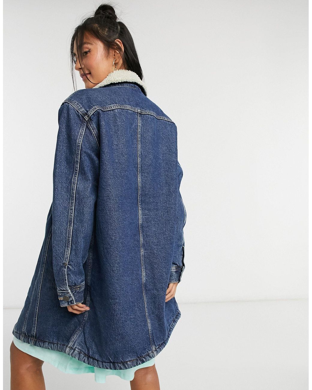denim sherpa duster
