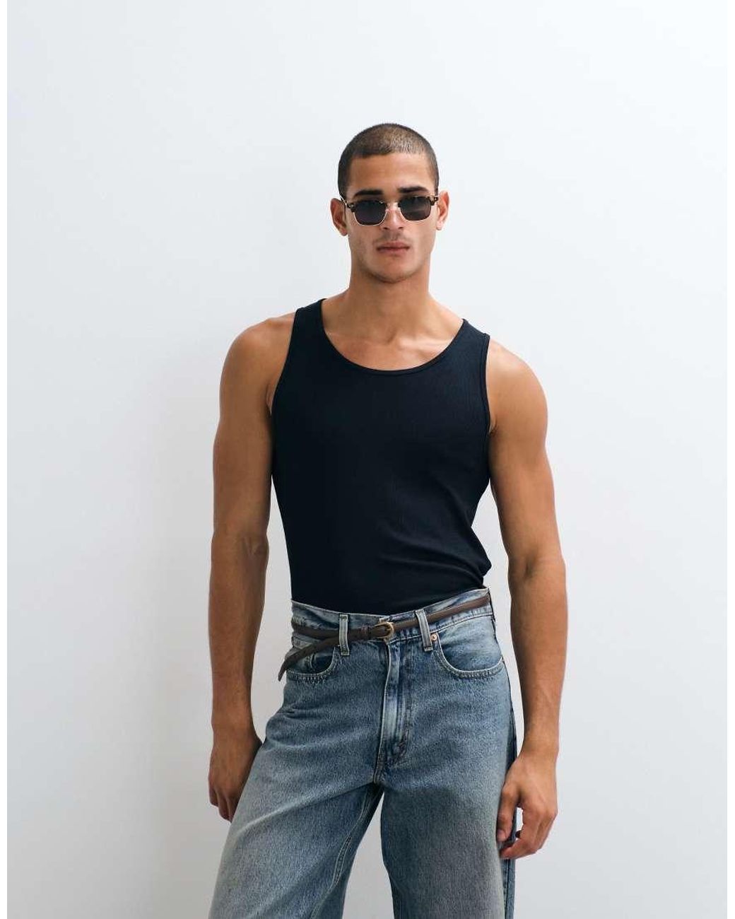 ARKET Blue Ribbed Tank Top for men