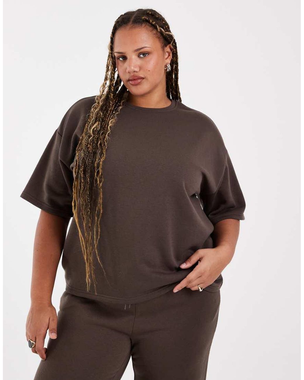 Vero Moda Brown Oversized Sweat T-Shirt Co-Ord