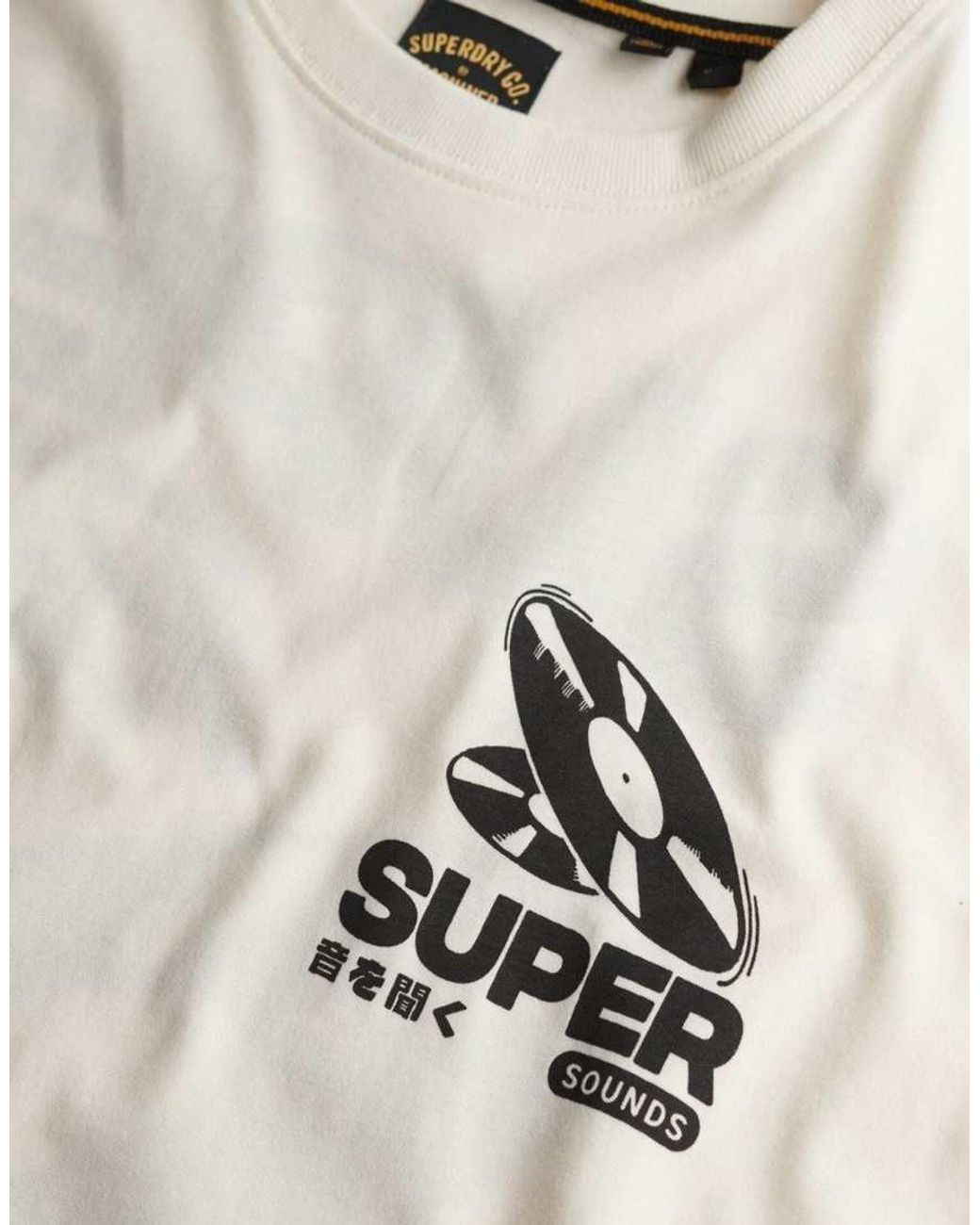 Superdry White Record Label Oversized T-Shirt for men