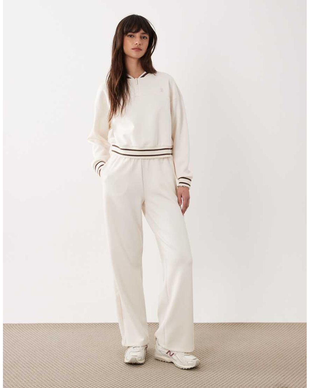 ARMANI EXCHANGE White 1/4 Zip Tipped Pants