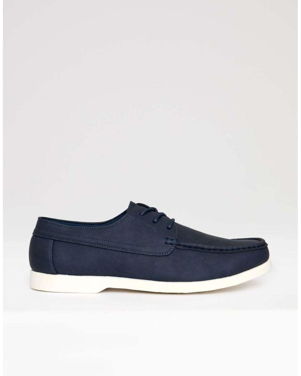 Threadbare Blue Faux Suede Boat Shoes for men