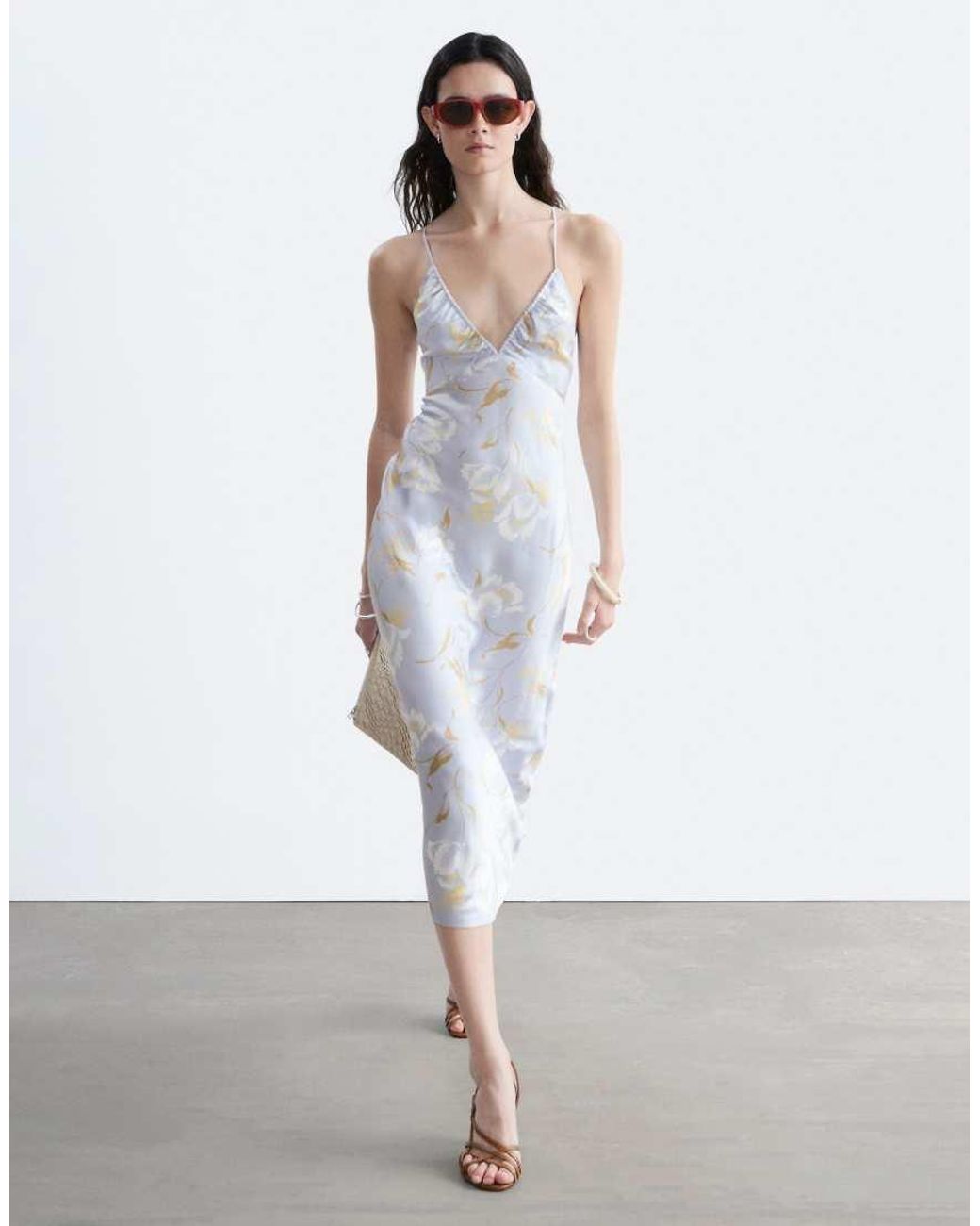 & Other Stories White Strappy Midi Dress With Cut Out Back Detail