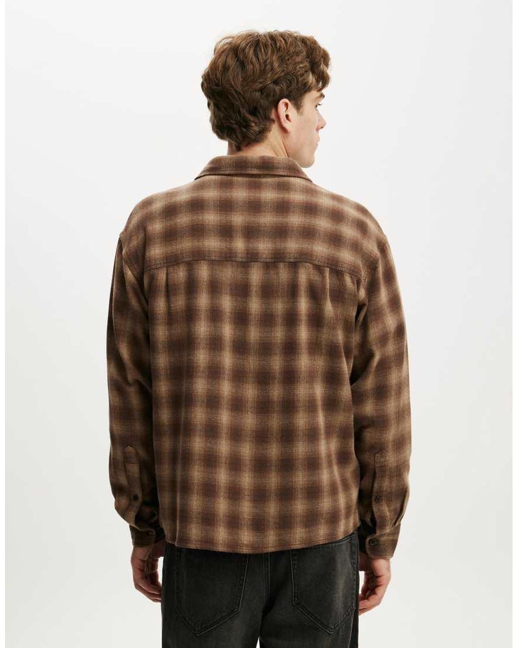 Cotton On Natural Richmond Long Sleeve Shirt for men