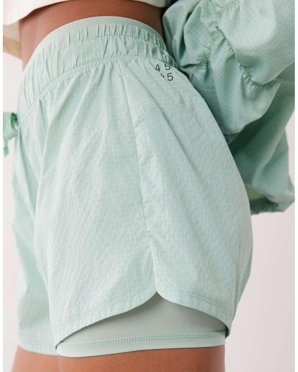 4505 Green Ripstop 2-in-1 Running Short With Zip Pockets