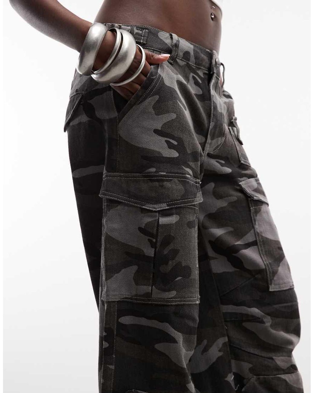 Liquor N Poker Black Low Rise Baggy Cargo Pants