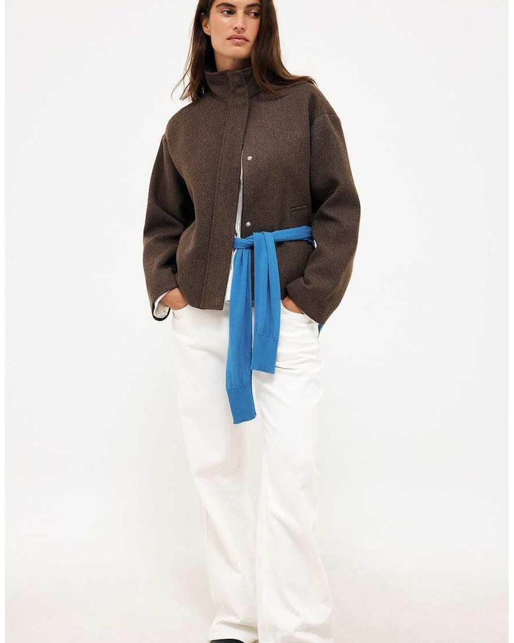 NA-KD Brown High Neck Jacket