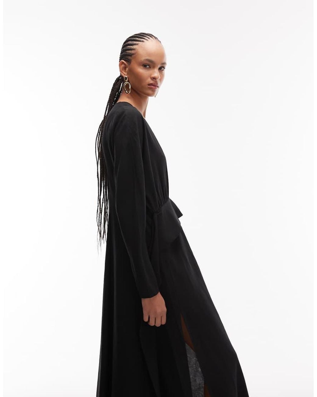 ARKET White Peplum Maxi Dress With Wide Sleeves