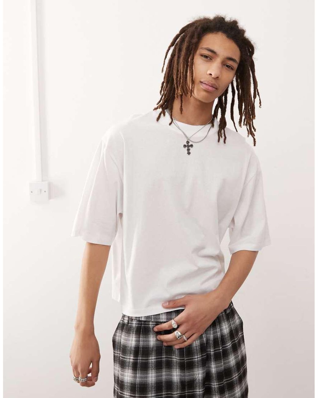 Collusion White Boxy Relaxed T-shirt for men