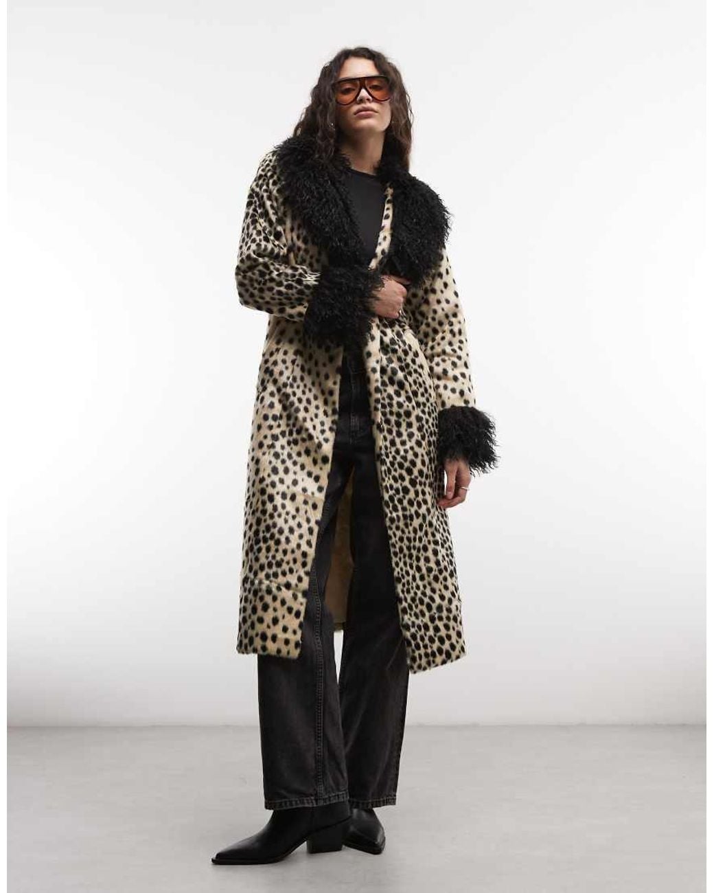 Reclaimed Vintage Multicolor Faux Fur Mix Trim Coat