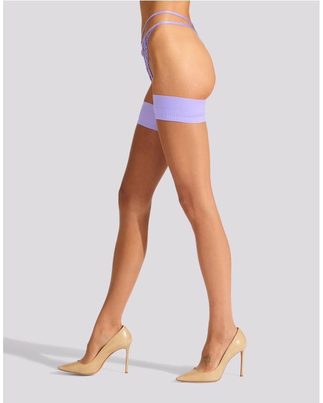 Ann Summers Purple Plain Top Hold Ups