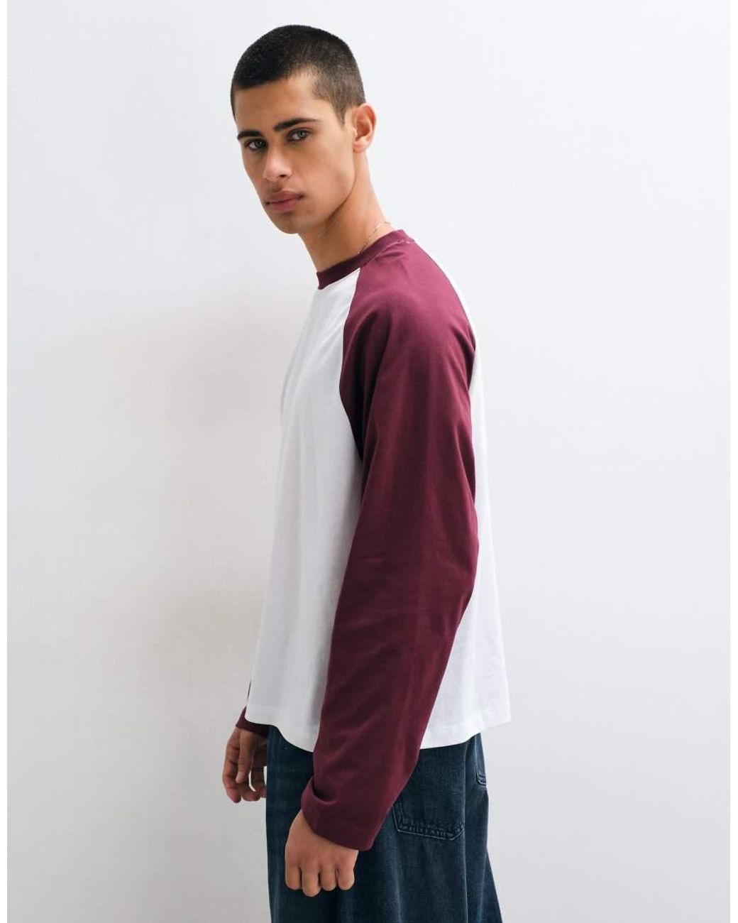 ASOS White Boxy Oversized Long Sleeve Raglan T-shirt for men